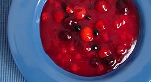 Fruit soup with berries and cherries