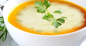 Duet of carrot and vegetable soup